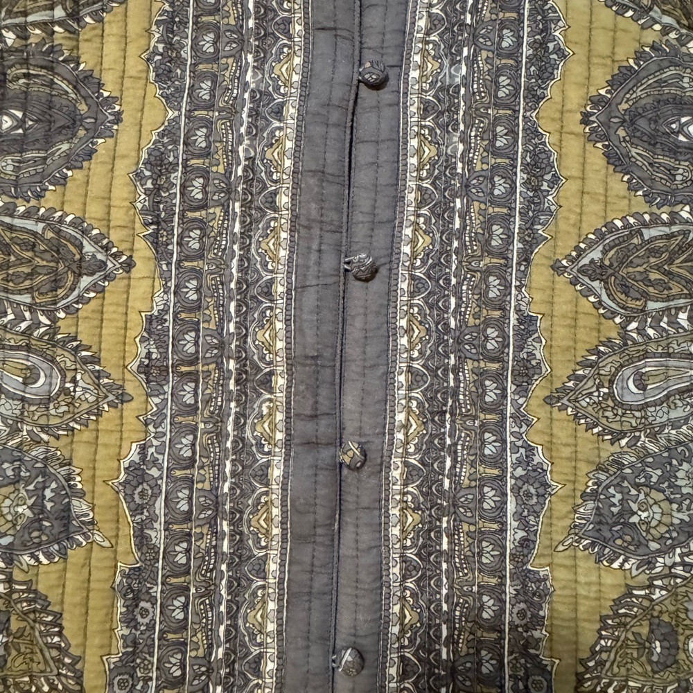 Blair Paisley Reversible Jacket Womens L Gray and Gold Quilted Coat - Picture 3 of 10